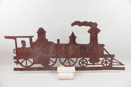 Sheet Metal Train Silhouette Weathervane, Red Paint