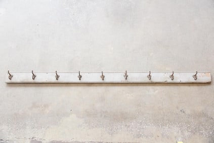 7ft long Painted Wood Factory Wall Coat Hanging Rack