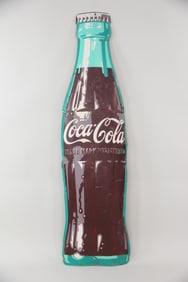 Large 6 Ft Die Cut Tin Coca Cola Bottle Sign