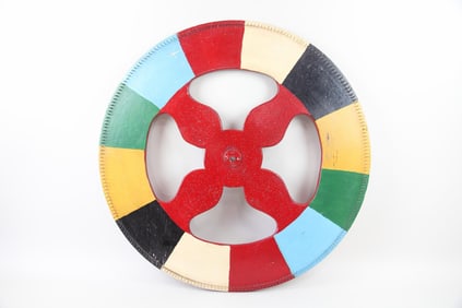 Minimalist Painted Wood Folk Art Carnival Game Wheel