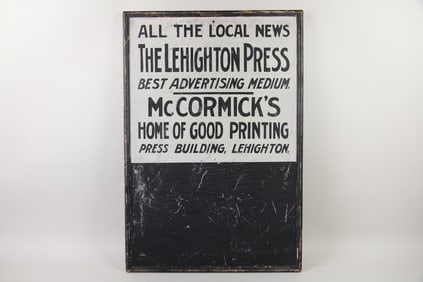 B&W Painted Chalkboard Sign for Lehighton Press PA
