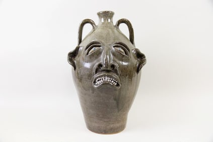 Joe Reinhardt 18" Double Handled Folk Art Face Jug