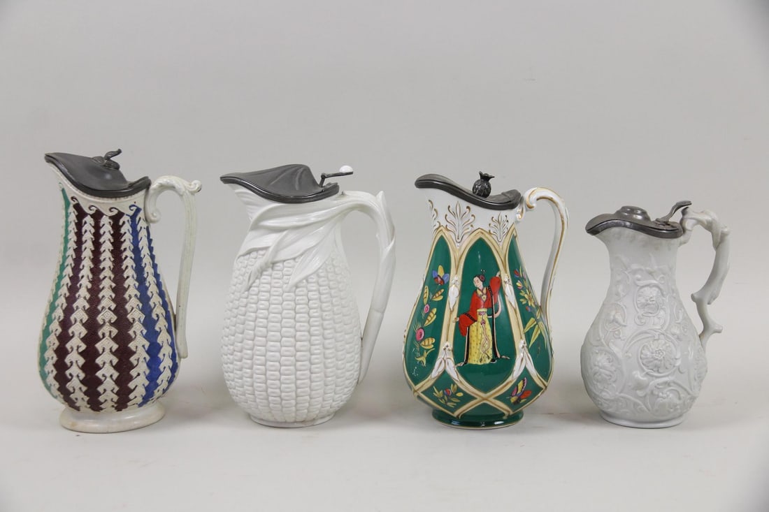 Lot of 4 Ceramic & Pewter Pitchers, Ear of Corn (1 of 15)