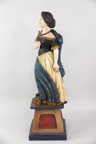 Carved & Painted Wooden Ship's Maiden Figure Head