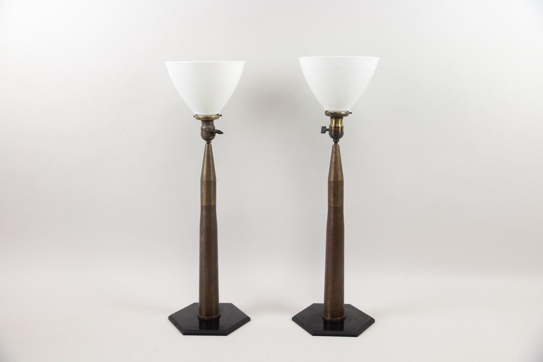 Pair of Trench Art Artillery Shell Lamps (1 of 11)
