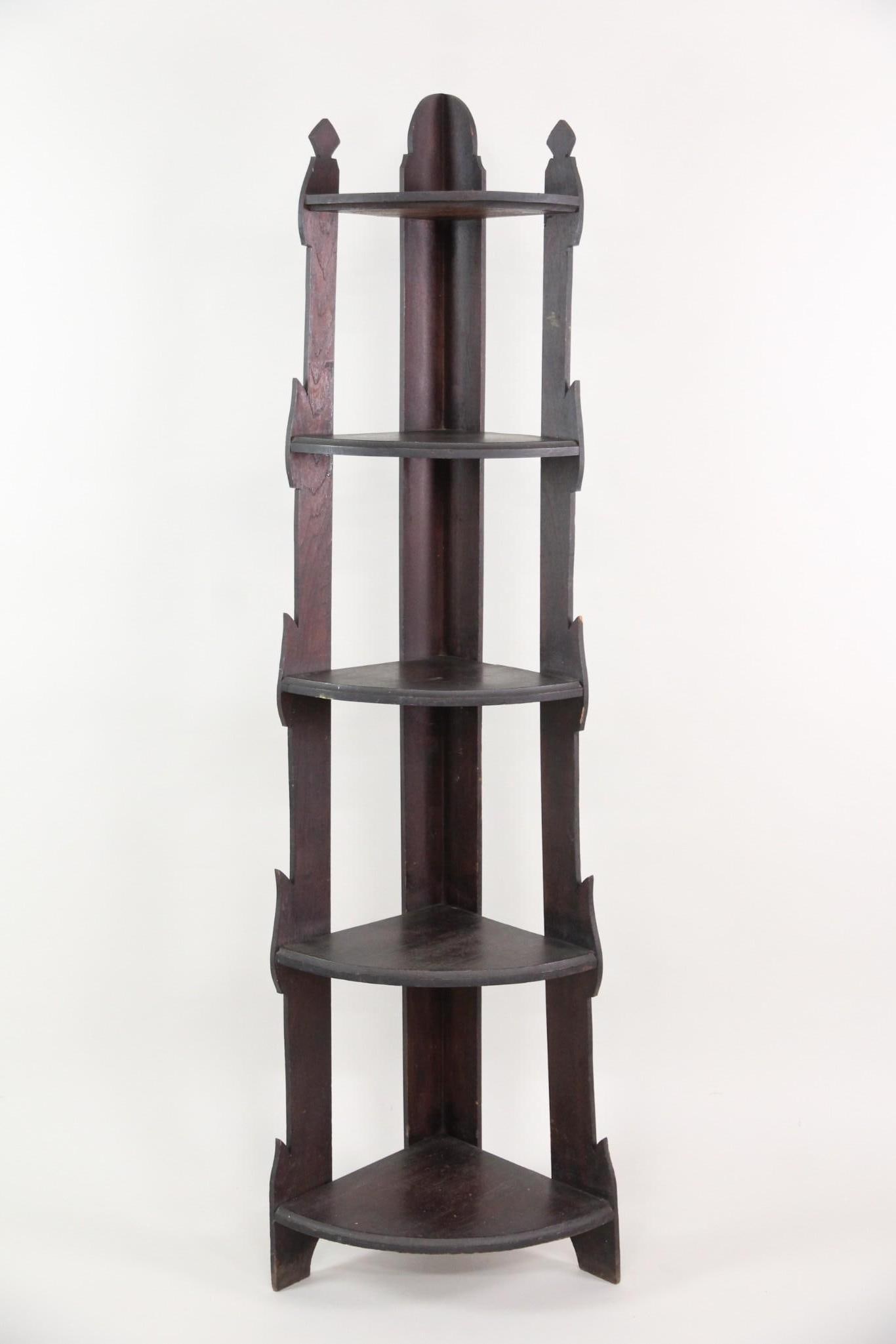 Folk Art Carved Edge Corner Shelf (1 of 9)