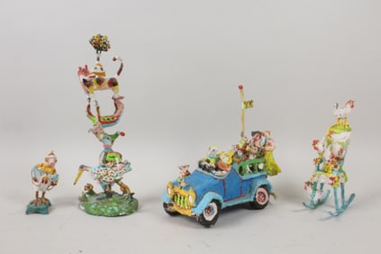 Group of 4 William H. Stevens Folk Art Whimsical Papier Mache Sculptures