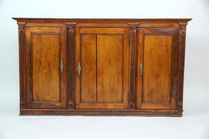 Empire Style 3-Door Carved Wood Sideboard Cabinet