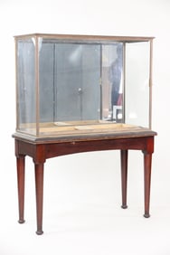 Brass Museum Display Case Showcase on Wood Stand