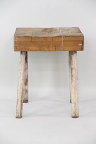 Primitive Butcher Block Top Peg Leg Table