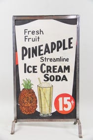 Double Sided Sign in Stand Pineapple Ice Cream Soda