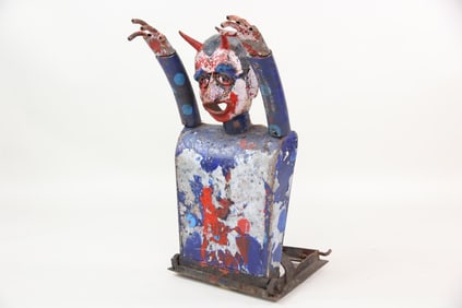 Painted Metal Devil Amusement Park Prop Sculpture, Folk Art