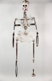 Painted Metal Articulated Skeleton Amusement Park Prop Sculpture, Folk Art