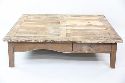5ft Square Primitive Wood Coffee Table