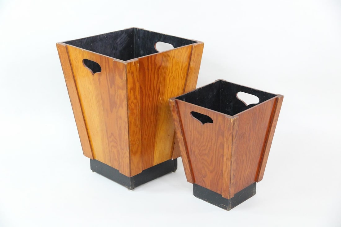 Pair of Plywood Cutout Nesting Bins, Waste Baskets (1 of 10)