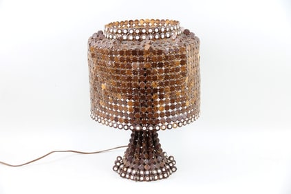 Mid-Century Modern Coconut Shell Lamp, Folk Art