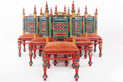 Set of 6 Bright Colorful Indian Punjabi Wedding Chairs
