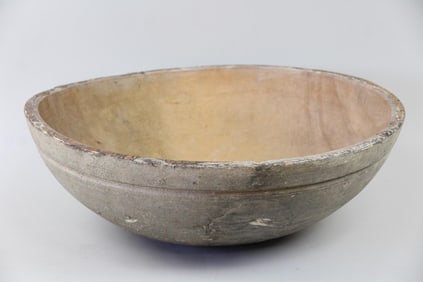 Primitive Turned Wood Bowl, Painted White