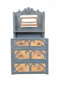 Painted Wood & Rattan Children's Vanity