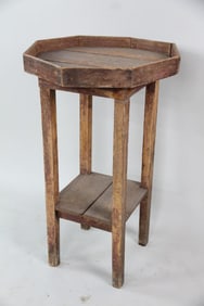 Octagonal Red Painted Wooden Table Stand