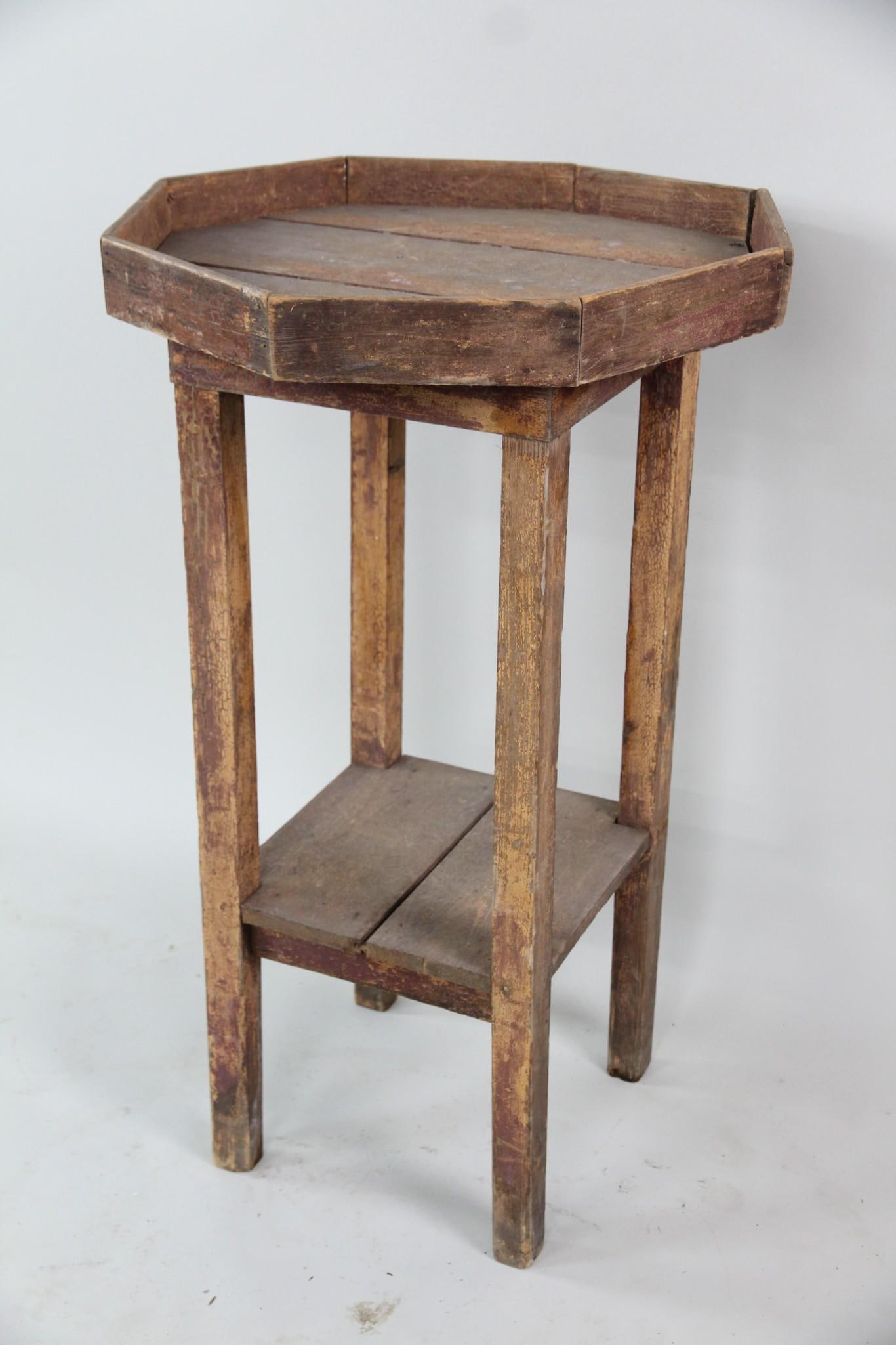 Octagonal Red Painted Wooden Table Stand (1 of 14)