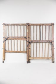 Pair of Grindel Industrial Wood & Iron Freight Elevator Safety Doors