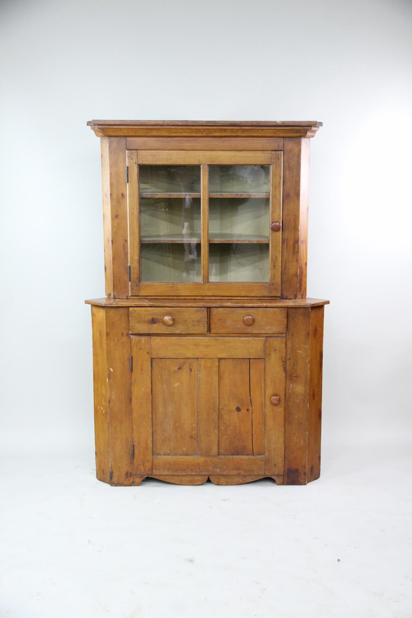 Antique Wood & Glass Corner Cabinet (1 of 12)