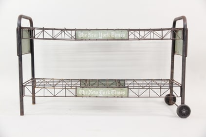 New York Times Advertising Newsstand Display Shelf Cart