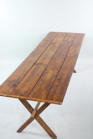 Primitive 8 Ft Wood Sawbuck Farm Table