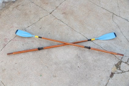 Pair of 9.5' Wooden Crew Team Racing Sculling Oars