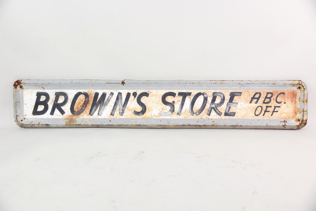 Metal "Brown's Store" Painted Sign (1 of 8)