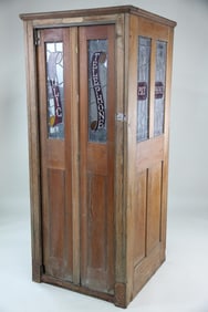 Arts & Crafts Phone Booth with Stained Glass Windows