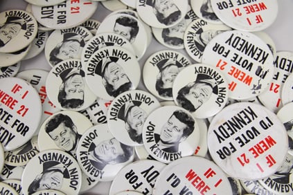 Giant Lot of Deadstock 1960 Kennedy Presidential Campaign Buttons, 2 Designs