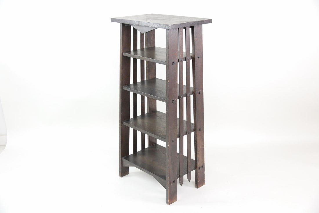 Arts & Crafts Mission Oak 4 Tier Bookshelf (1 of 10)