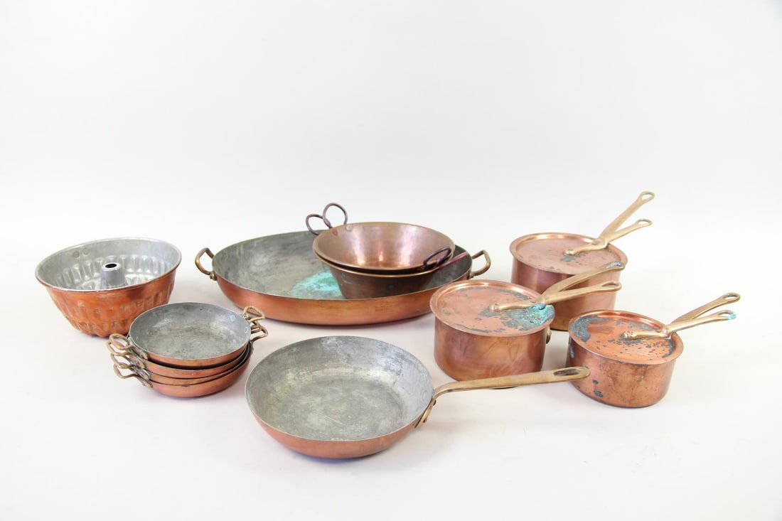 Lot of 12 Copper Cookware, Pots & Pans (1 of 17)