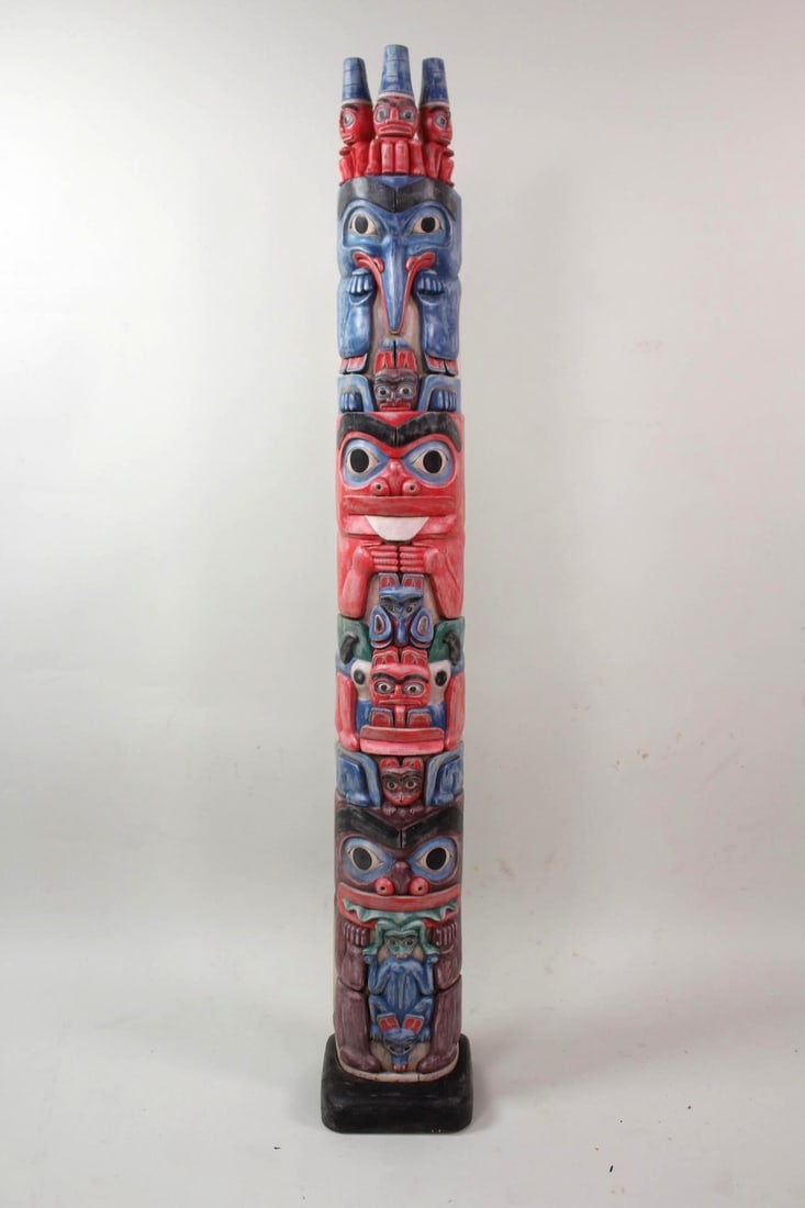 Folk Art Sculptural Totem Pole, Northwest Coast (1 of 10)