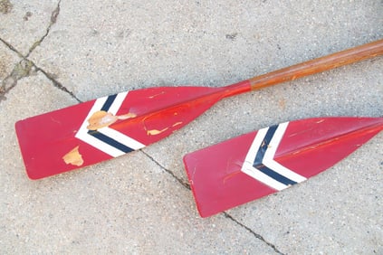 Pair of 12.5' Wooden Crew Team Racing Sculling Oars, Pirsch