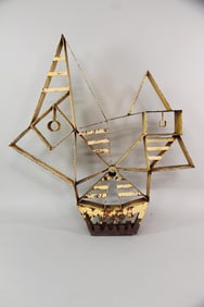 Brutalist Abstract Yellow Steel Sculpture