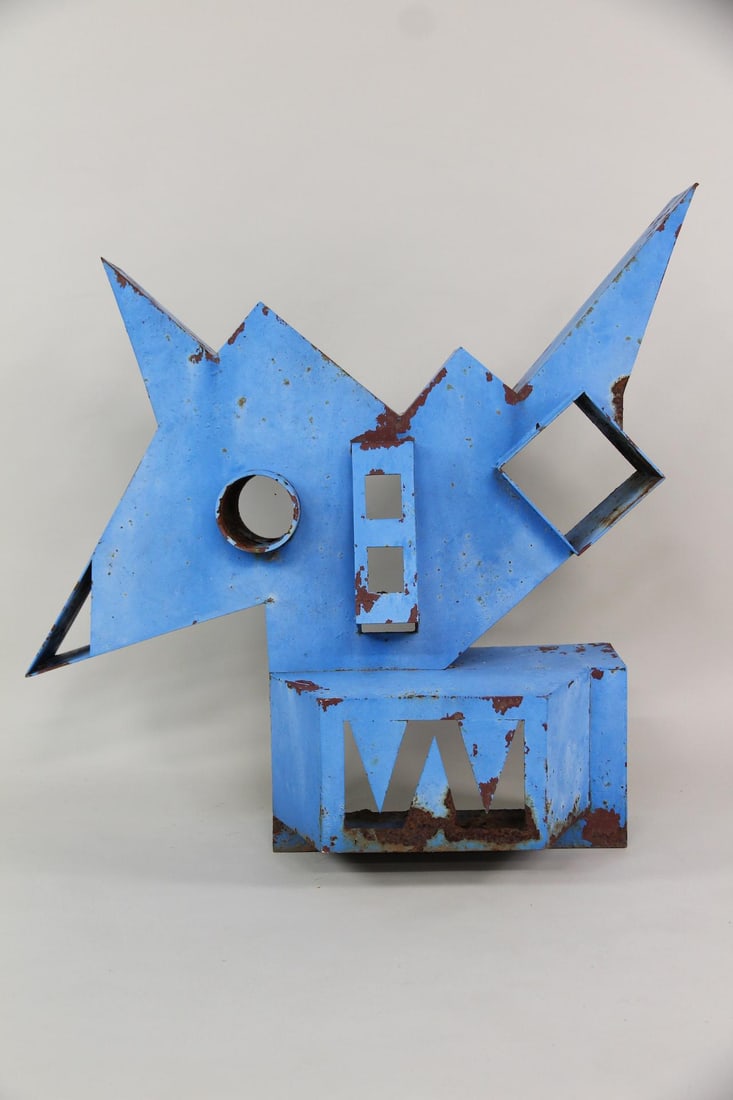 Brutalist Abstract Blue Bird Steel Sculpture (1 of 16)