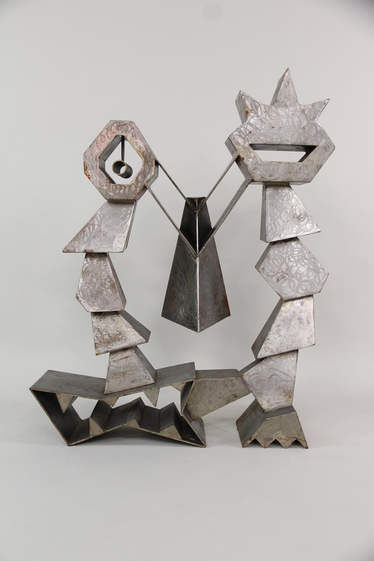 Brutalist Abstract Steel Sculpture, 2 Figures (1 of 11)