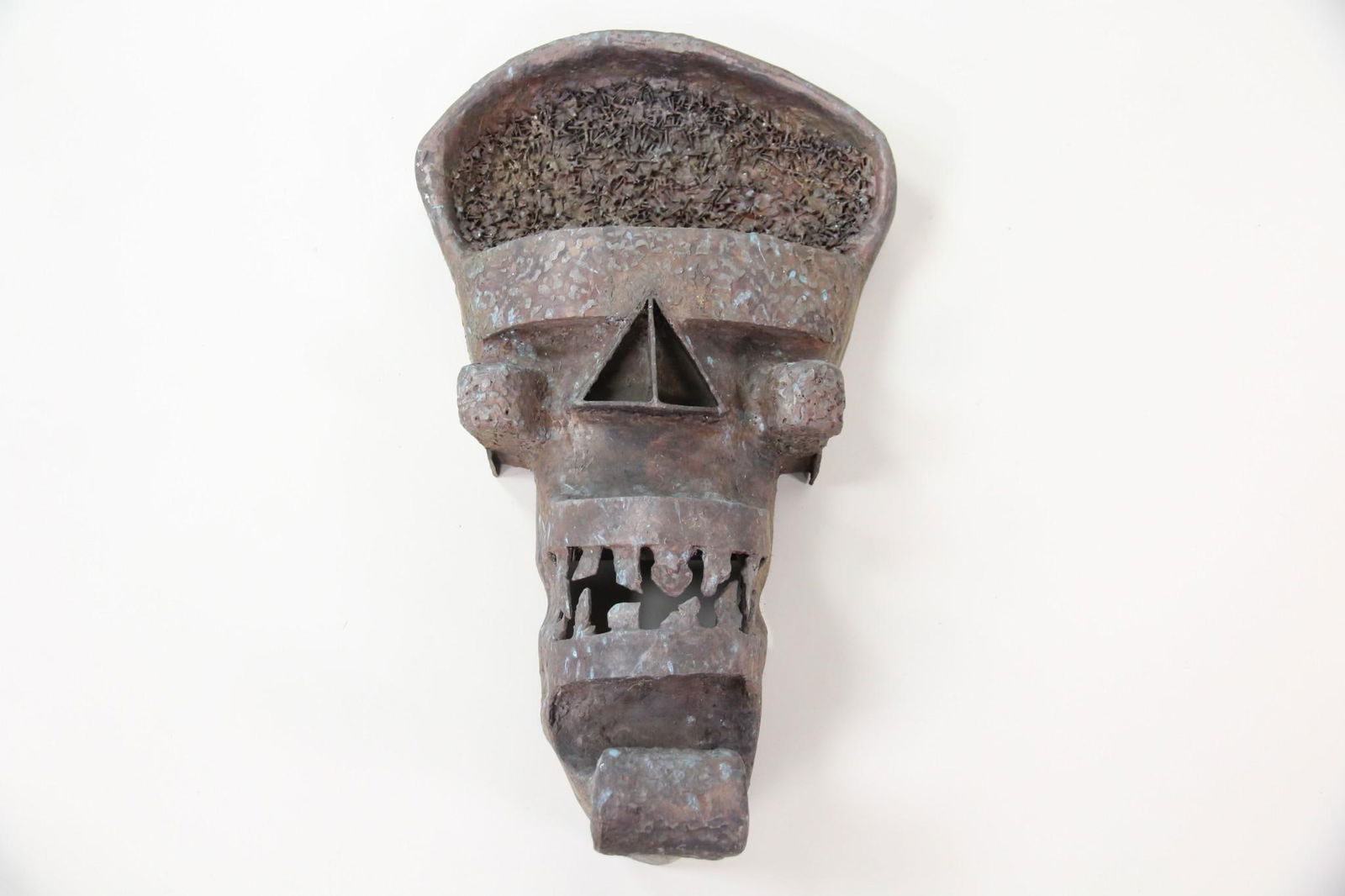 Folk Art Iron Wall Sculpture Mask (1 of 8)
