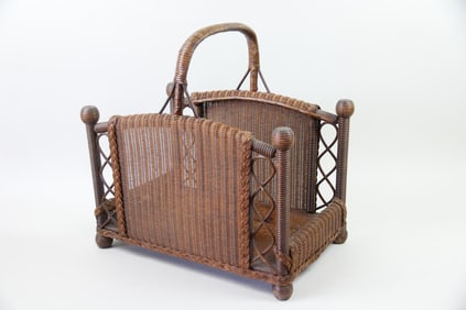 Wicker Rattan Magazine Rack, Firewood Log Holder