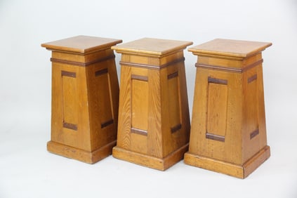 Lot of 3 Arts & Crafts Oak Pedestals