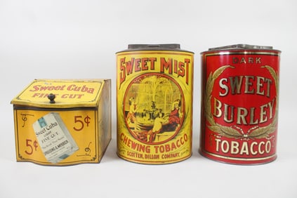 Lot of 3 General Store Display Tobacco Tins