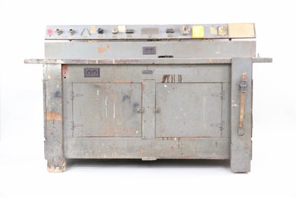 Industrial Gray Painted Wood Work Bench