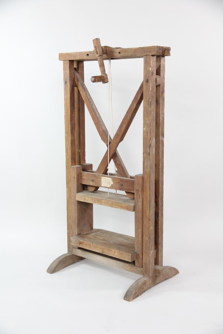 Primitive 19th c. Sullivan White Standing Wooden Cheese Press, Nourse, Mason, & Co. (1 of 13)