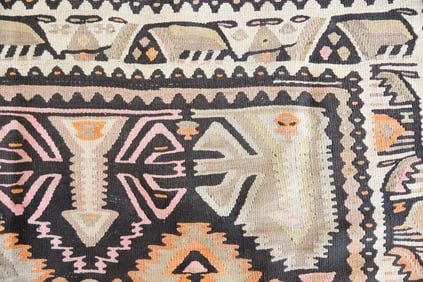 Anatolian Turkish Geometric Wool Kilim Rug, 5.5 x 13 Ft