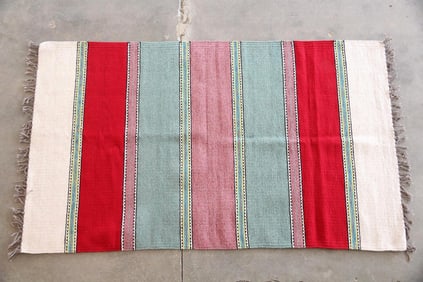 South American Striped Kilim Wool Rug