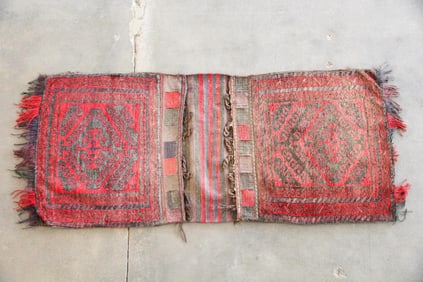 Persian Baluch Wool Double Saddlebag, Khorjin