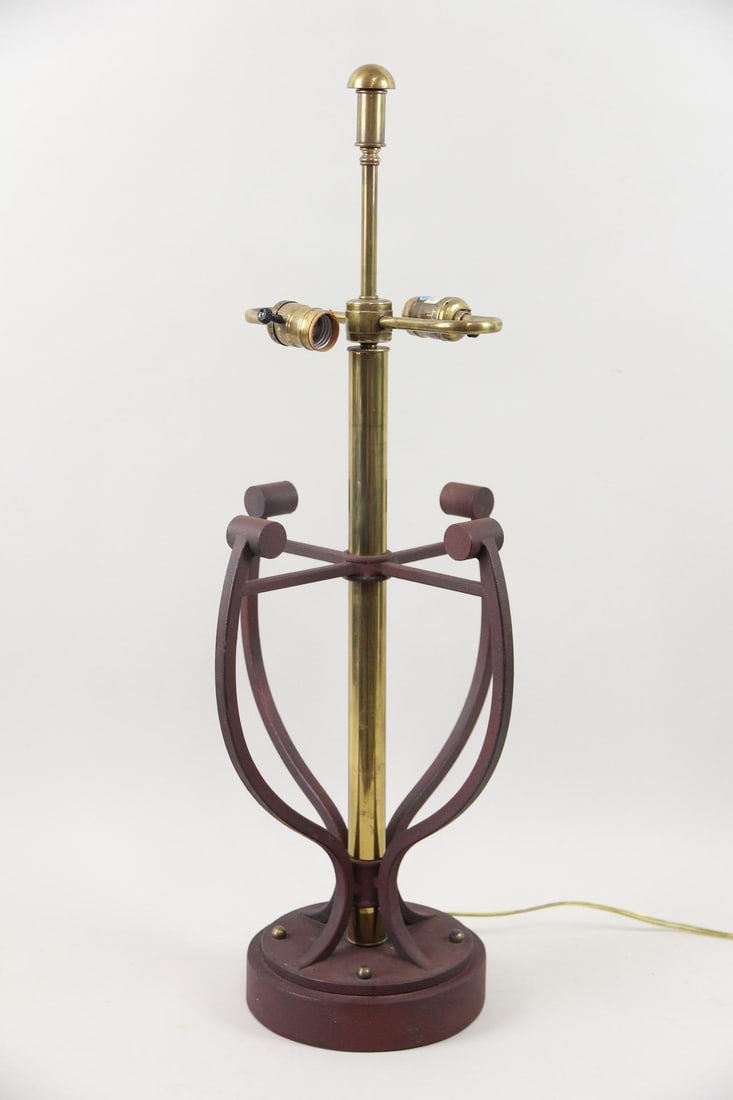 Hart Associates Brutalist Iron and Brass Lamp (1 of 11)